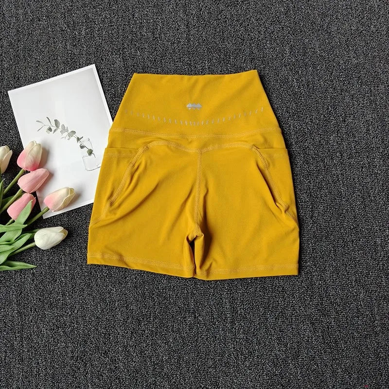 High Waist Women'S Sports Yoga Shorts Quick Drying Hip Lift Fitness Running Cycling 3-Point Quick Dry Yoga Shorts Gym Shorts