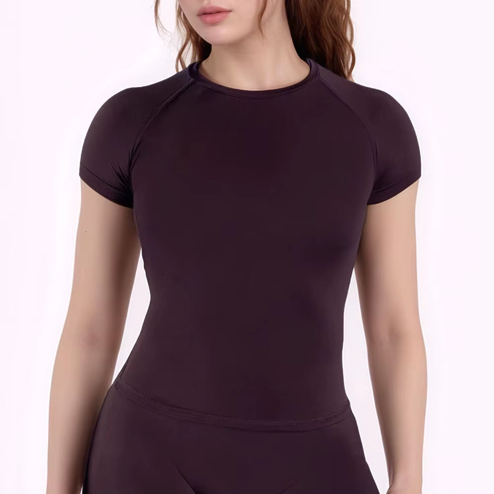 Sport Shirt Women Fitness Impact Short Sleeve Top Gym Workout Yoga Blouse Quick Dry Breathable Running Tee Versatile Top