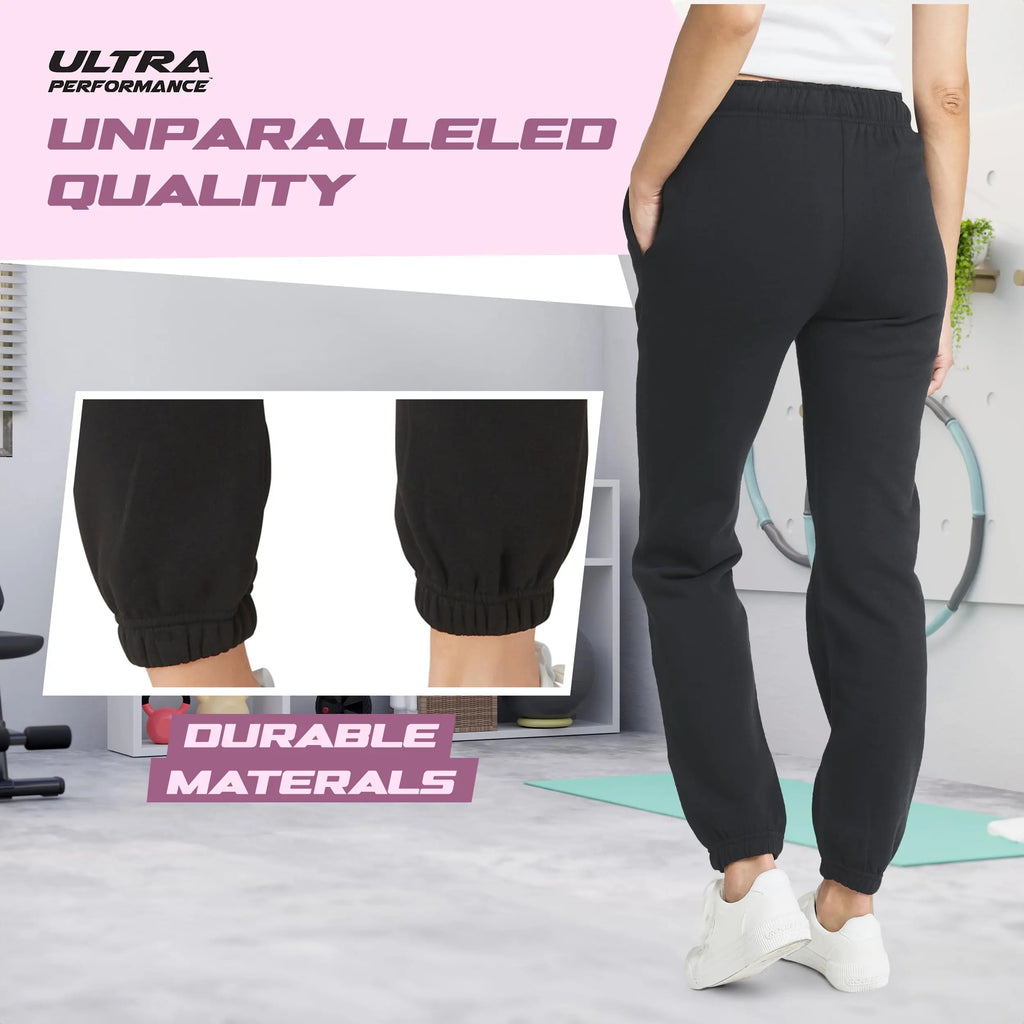 Ultra Performance Women'S 3 PK High Waisted Fleece Cinched Pant Soft Jogger Trousers All Seasons Streetwear Joggers