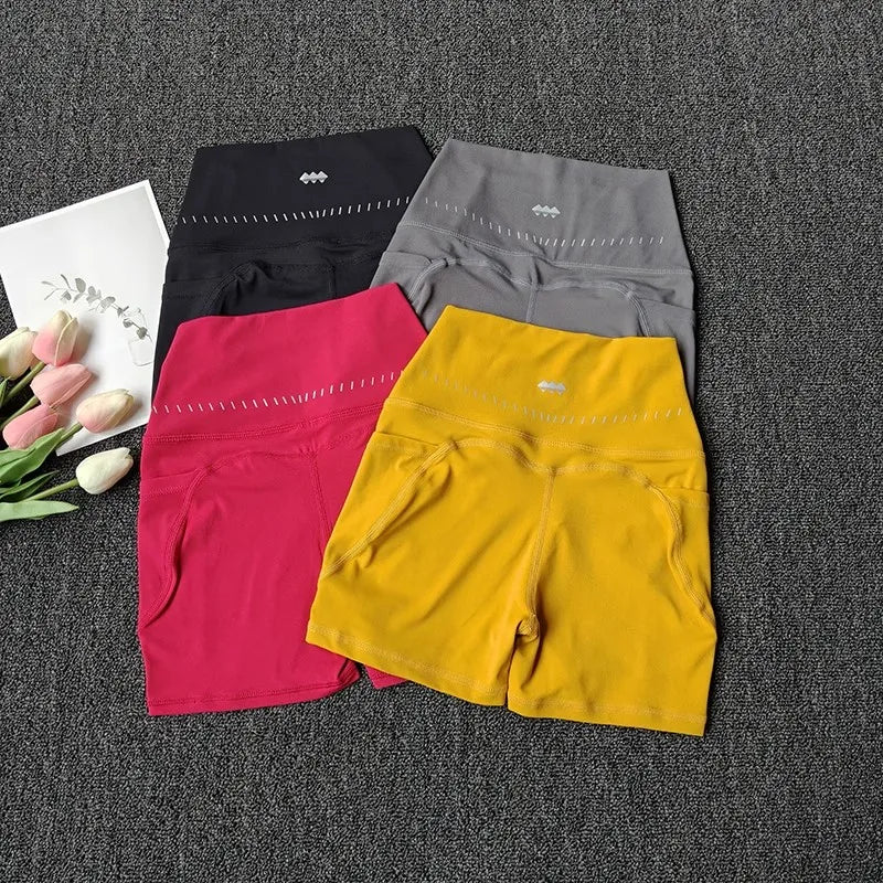 High Waist Women'S Sports Yoga Shorts Quick Drying Hip Lift Fitness Running Cycling 3-Point Quick Dry Yoga Shorts Gym Shorts
