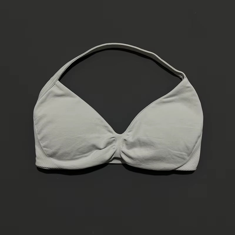 Impacts Strappy Bra Gym Top Women High Support Thin Strap Halter Sports Seamless Bra Scrunch Push-Up Workout Yoga Tanks