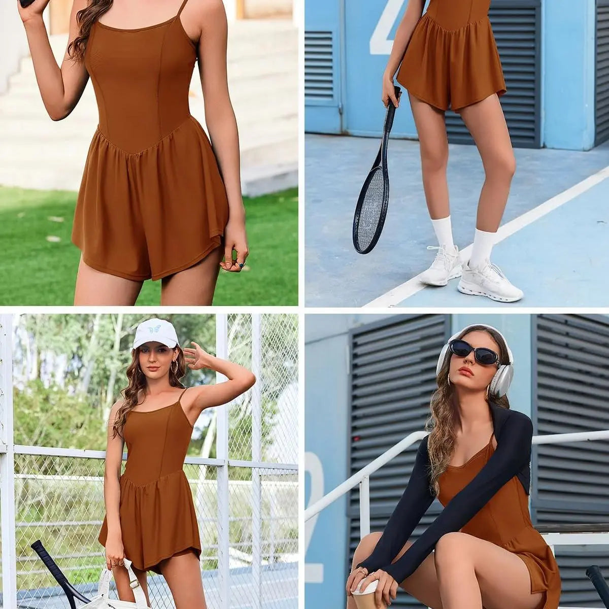 Ekouaer Sleeveless Workout Romper