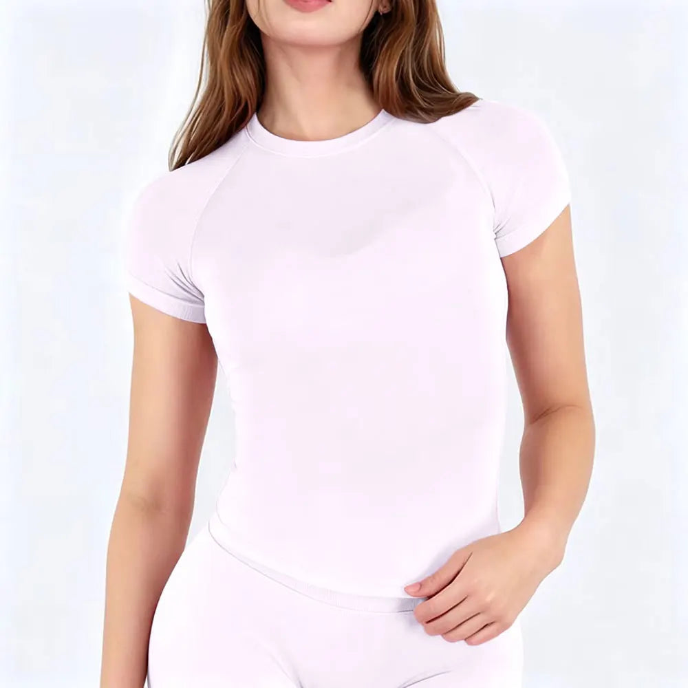 Sport Shirt Women Fitness Impact Short Sleeve Top Gym Workout Yoga Blouse Quick Dry Breathable Running Tee Versatile Top