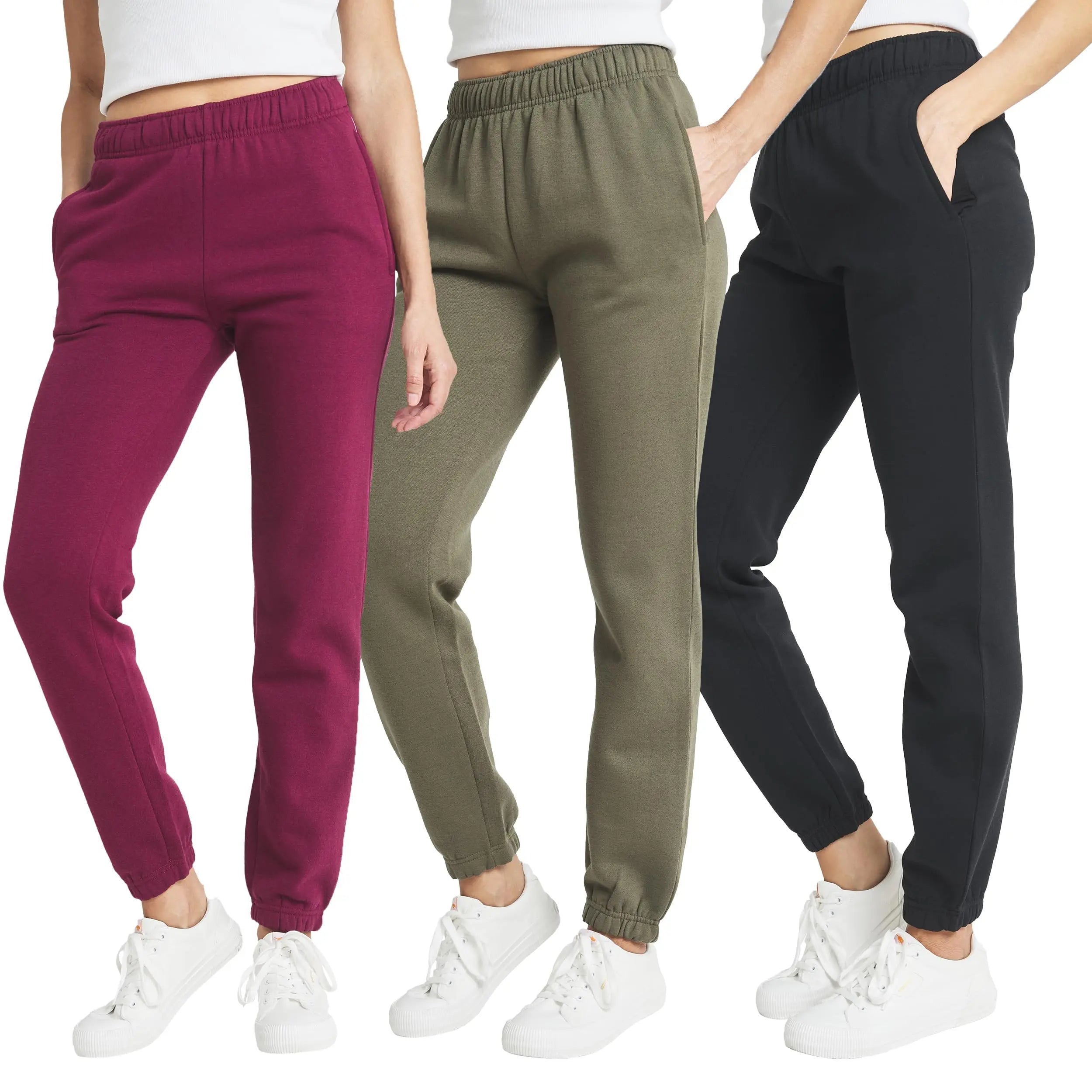 Ultra Performance Women'S 3 PK High Waisted Fleece Cinched Pant Soft Jogger Trousers All Seasons Streetwear Joggers