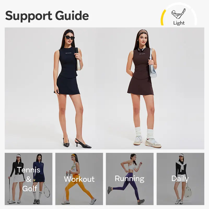 Women'S 2-Piece Athleisure Activewear Set - Slim-Fit round Neck Sleeveless Tank Top & Above-The-Knee Elastic Skirt, Sporty Chic Breathable Fabric Women'S Clothes for Spring Casual Workout Golf, Golf Sports, Workout Wear, Elastic Waist, above Knee, Womens,