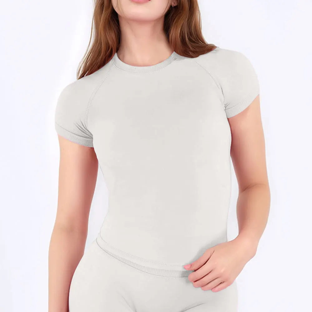 Sport Shirt Women Fitness Impact Short Sleeve Top Gym Workout Yoga Blouse Quick Dry Breathable Running Tee Versatile Top