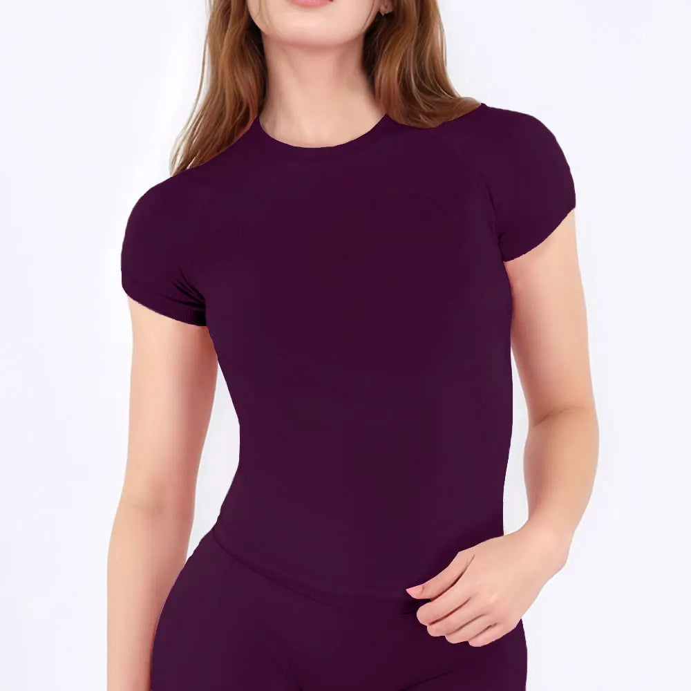 Sport Shirt Women Fitness Impact Short Sleeve Top Gym Workout Yoga Blouse Quick Dry Breathable Running Tee Versatile Top