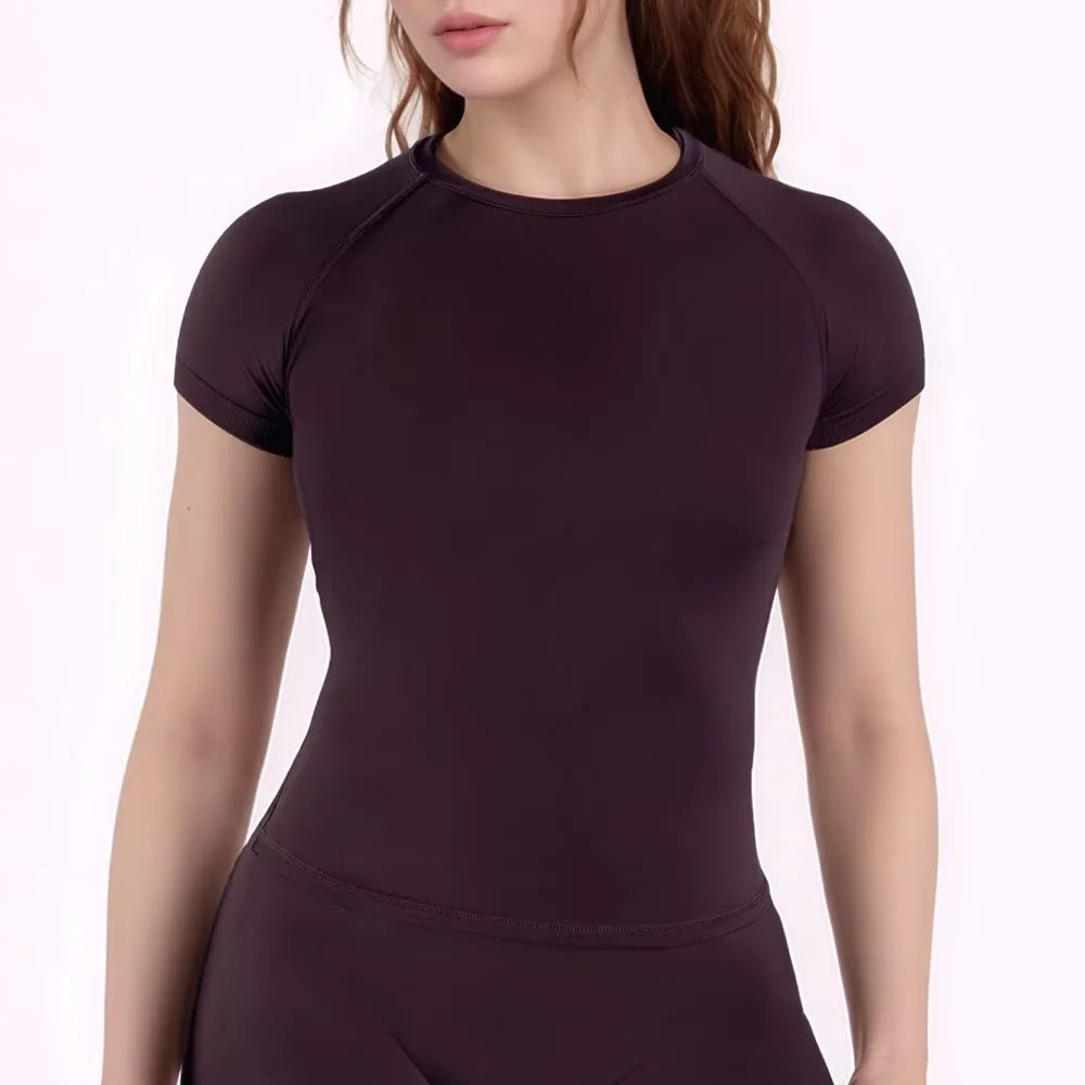 Sport Shirt Women Fitness Impact Short Sleeve Top Gym Workout Yoga Blouse Quick Dry Breathable Running Tee Versatile Top