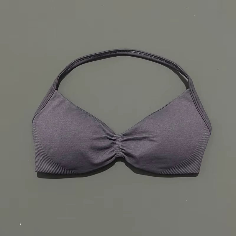 Impacts Strappy Bra Gym Top Women High Support Thin Strap Halter Sports Seamless Bra Scrunch Push-Up Workout Yoga Tanks